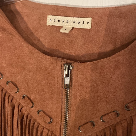 Blush Noir size Large pink suede jacket fringe zip up - Picture 2 of 7